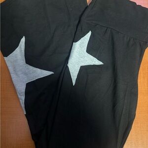 Black Flare Pants with Grey Stars! Size Medium